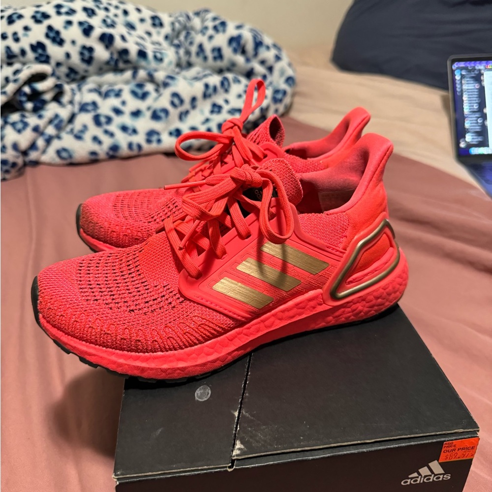 Raspberry/Gold Ultraboost size 5.5 with box